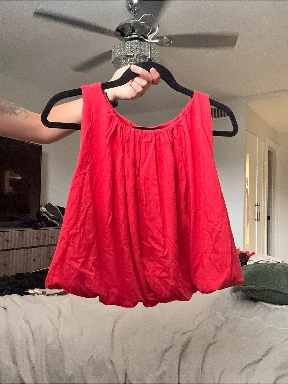 Free People Red Bubble Skirt Set